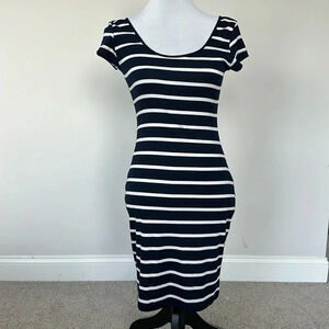 NWT Leshop Navy and White Striped Dress Sz M